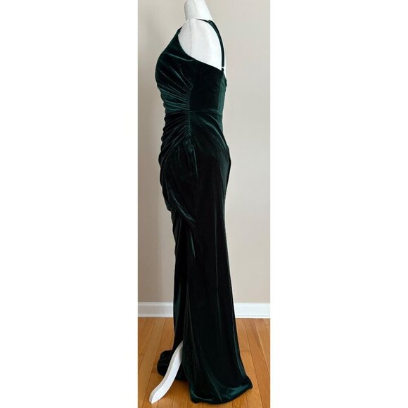 Revelry Rory Velvet Bridesmaid Long Gown Dress in Emerald Green Size 4 - Picture 6 of 16